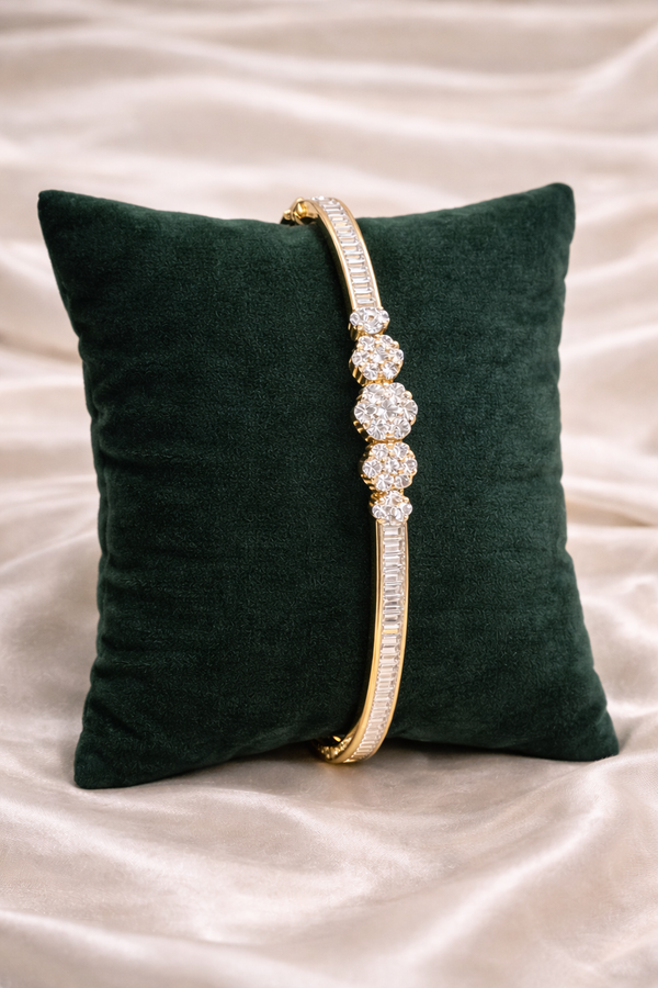 Gold Polish Crystal Floral Bracelet | Ammaira Jewelz