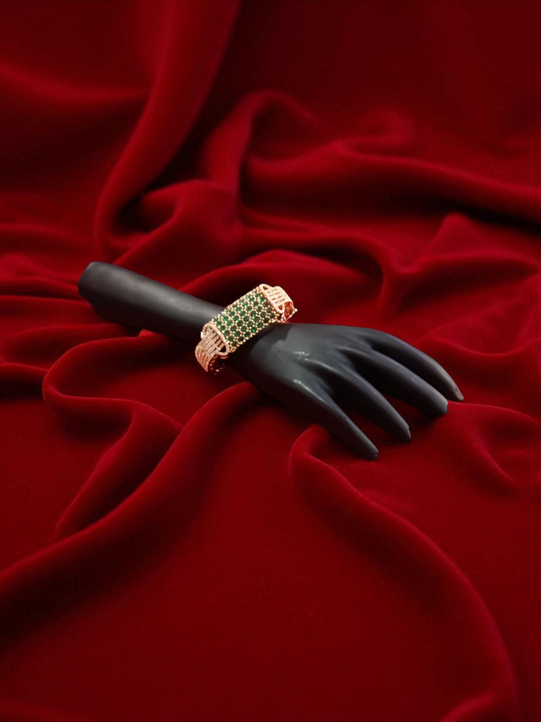Ammaira’s Green Rose Gold Plated AAA AD Zirconia Openable Bracelet