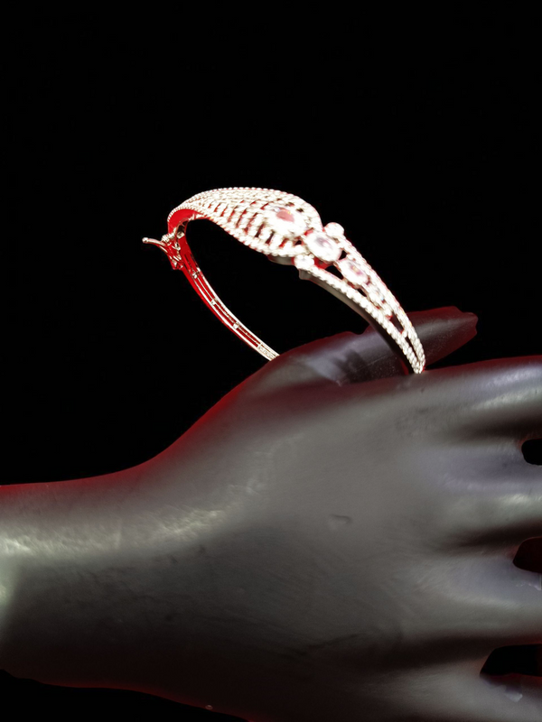 Ammaira’s Oval Stone SilverPlated AAA AD Zirconia Openable Bracelet – Modern Elegance