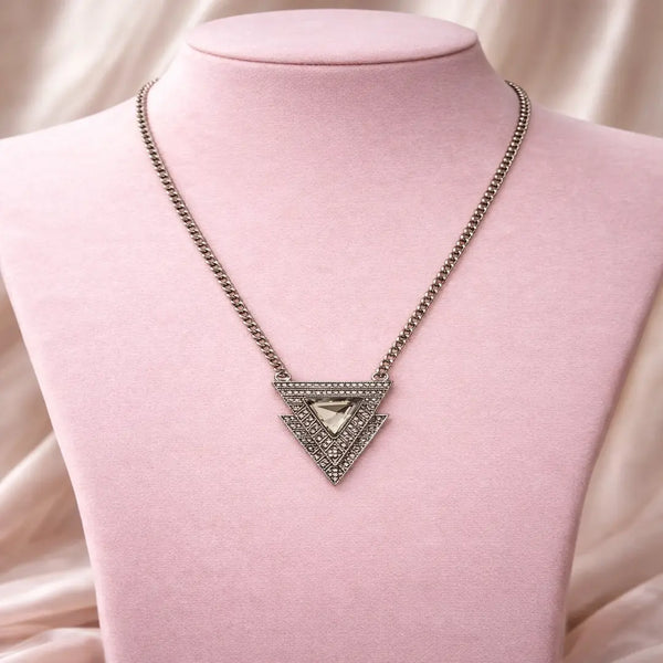 Imported Italian Crystal Triangle Pendant Necklace for Women