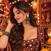 Two-tone oxidized mirror-work jhumka earrings for women featuring teardrop-shaped mirror accents, intricate traditional detailing and festive Navratri styling.