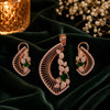Lunara Bloom American Diamond pendant set for women in clear and green colour options with 18K rose gold polish