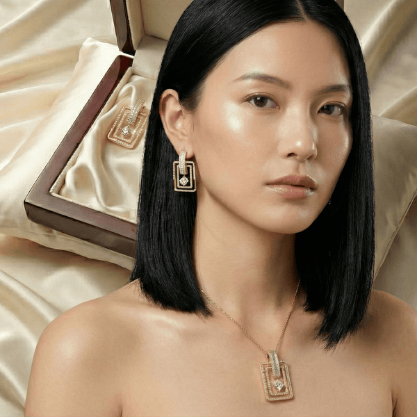 Luxe Geometric Gold & AD Pendant Set | Ammaira Jewelz Ammaira Jewelz