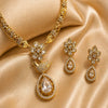 Luxury Matte Rose Gold American Diamond Peacock Necklace Set with Crystal Drop