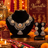 Meherika 2-tone fusion oxidised alloy necklace set with matching jhumka earrings for women, lightweight Navratri jewellery