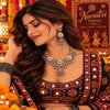 Meherika 2-tone fusion oxidised alloy necklace set with matching jhumka earrings for women, lightweight Navratri jewellery
