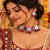 Multicolor threadwork oxidised necklace set with embroidered round motifs, colourful beads and matching earrings