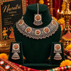 Handcrafted dual-tone oxidised choker necklace set for women with multicolor stones, jhumka earrings, and matching maangtikka.