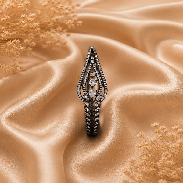 Noir Leaf Black Rhodium American Diamond Bracelet for Women