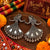 Oxidized German silver mirror work dancing woman dangler earrings for women, featuring intricate traditional design and festive Navratri styling.