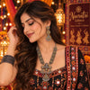 Rajvanshi Mandala alloy oxidised 2-tone fusion necklace set with circular motifs, statement pendant and matching earrings for women