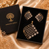 Regal Lattice American Diamond gold polish pendant set with matching earrings for women featuring an elegant geometric lattice design.
