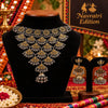 Statement two tone silver and gold choker necklace set with ghungroo details and matching long jhumka earrings for women.