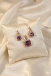 Rose Gold Amethyst Diamond Pendant & Stud Earrings Set | Ammaira Jewelz