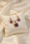 Rose Gold Amethyst Diamond Pendant & Stud Earrings Set | Ammaira Jewelz