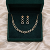 Rose Gold Circular Diamond Necklace & Drop Earrings Set | Ammaira Jewelz