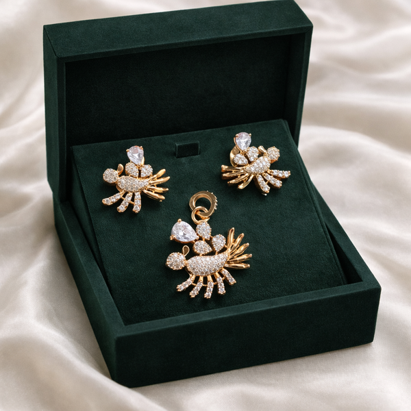 Nature Inspired Rose Gold Pendant & Stud Earrings Set | Ammaira Jewelz