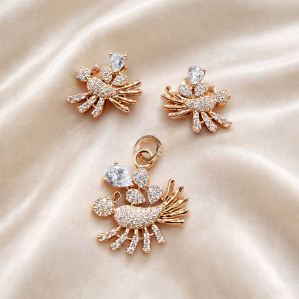Nature Inspired Rose Gold Pendant & Stud Earrings Set | Ammaira Jewelz