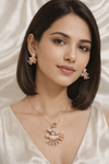 Nature Inspired Rose Gold Pendant & Stud Earrings Set | Ammaira Jewelz