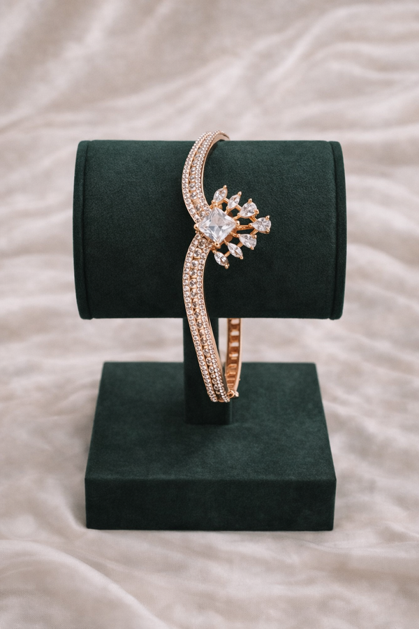 Rose Gold Diamond Floral Bracelet with Square Center | Ammaira Jewelz