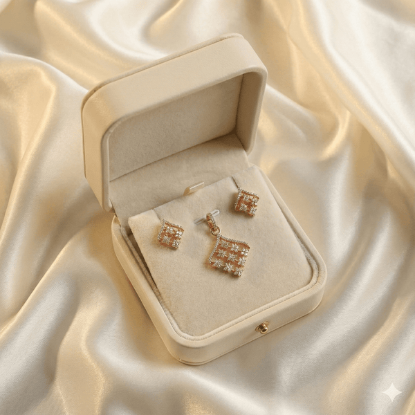 Rose Gold Diamond Lattice Pendant Set | Ammaira Jewelz Ammaira Jewelz