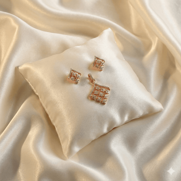 Rose Gold Diamond Lattice Pendant Set | Ammaira Jewelz Ammaira Jewelz