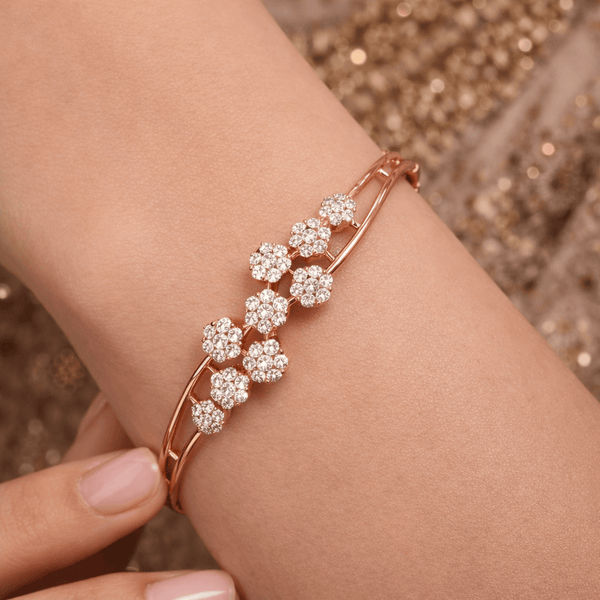 Rose Gold Diamond Look Openable Bracelet for Festive & Daily Luxury