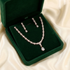 Rose Gold Diamond Necklace with Pear Drop & Matching Earrings | Ammaira Jewelz