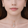 Rose Gold Double Teardrop Crystal Pendant & Earrings Set – Luxury Sparkle Jewelry