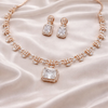 Rose Gold Emerald-Cut Diamond Necklace & Earrings Set | Ammaira Jewelz