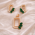 Rose Gold Emerald Green Diamond Pendant & Stud Earrings Set | Ammaira Jewelz