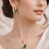 Rose Gold Emerald Green Diamond Pendant & Stud Earrings Set | Ammaira Jewelz