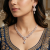 Rose Gold Floral Diamond Necklace & Drop Earrings Set | Ammaira Jewelz