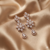 Rose Gold Floral Diamond Necklace & Drop Earrings Set | Ammaira Jewelz