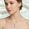 Rose Gold Geometric Diamond Pendant & Stud Earrings Set | Ammaira Jewelz