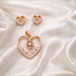 Rose Gold Heart Crystal Pendant Set | Ammaira Jewelz