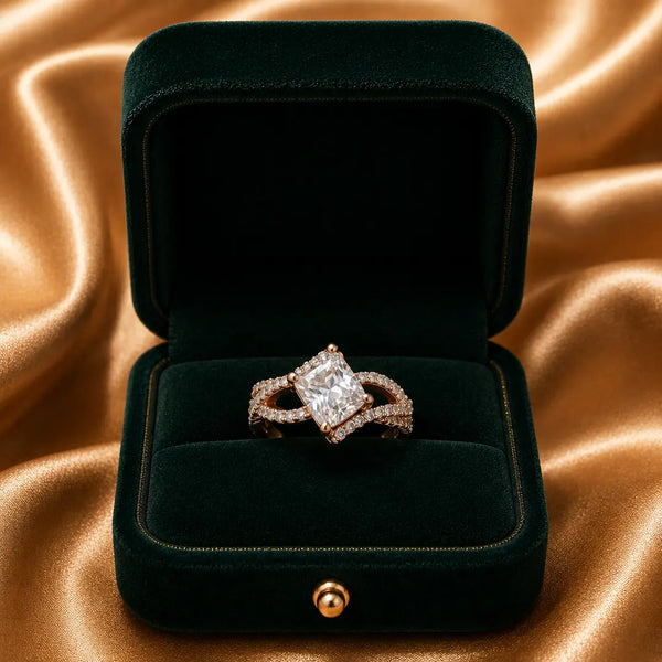 Rose Gold Infinity Glow Adjustable Crystal Ring for Women