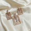 Rose Gold Layered Geometric Diamond Pendant & Earrings Set | Ammaira Jewelz