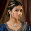 Rose Gold Multi Pear Diamond Necklace & Drop Earrings Set | Ammaira Jewelz