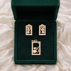 Rose Gold Rectangular Diamond Pendant & Stud Earrings Set | Ammaira Jewelz