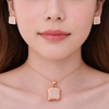 Rose Gold Square Crystal Pendant & Stud Earrings Set – Elegant Sparkle Jewelry