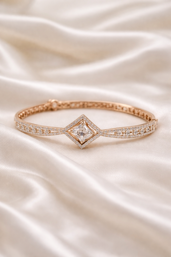 Rose Gold Square Diamond Bracelet | Ammaira Jewelz