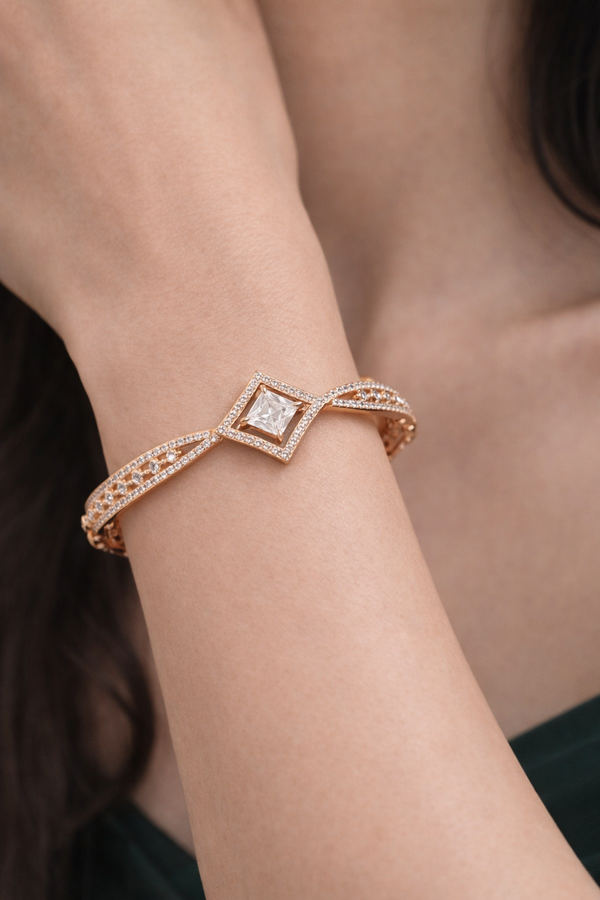 Rose Gold Square Diamond Bracelet | Ammaira Jewelz