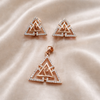 Rose Gold Triple Triangle Diamond Pendant & Stud Earrings Set | Ammaira Jewelz