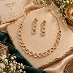 Rose Gold Circular CZ Necklace Set for Women