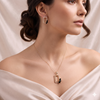 Rose Gold Emerald Green Diamond Pendant & Stud Earrings Set | Ammaira Jewelz