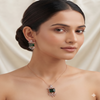 Rose Gold Square Diamond Pendant & Stud Earrings Set | Ammaira Jewelz