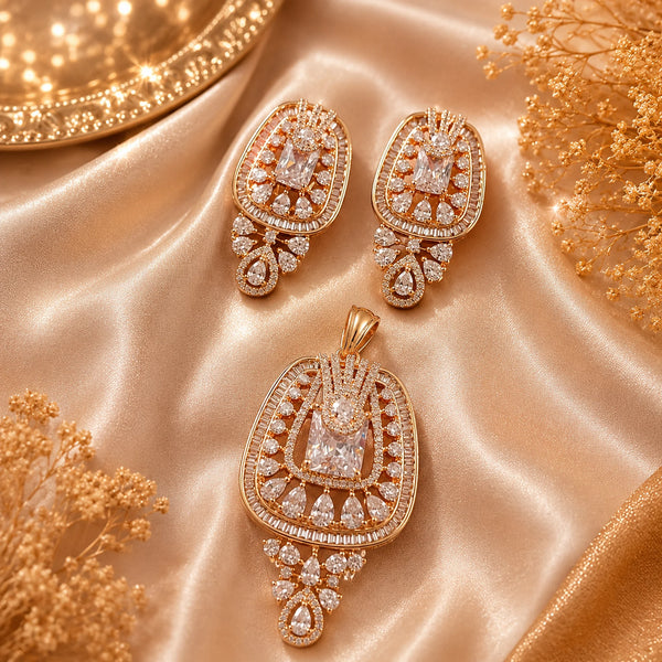 Royal American Diamond Pendant Set Without Chain