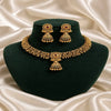 Royal Antique Rose Gold Jhumka Necklace Set with Ruby Accent