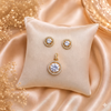 Royal Crimson Halo Pendant & Stud Earrings Set